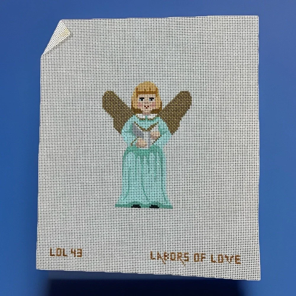 Labors of Love Handpainted HP Needlepoint Canvas - Chirstmas Angel w/ Book